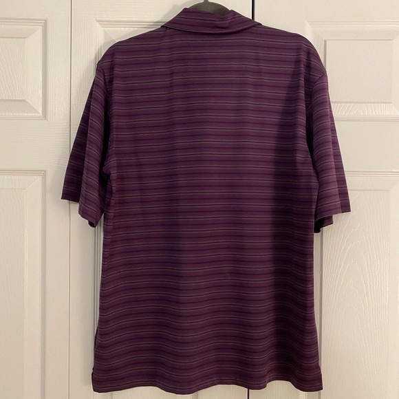 PEBBLE BEACH Men's Performance Collared Polo Golf Shirt Purple Stripes - Picture 3 of 5